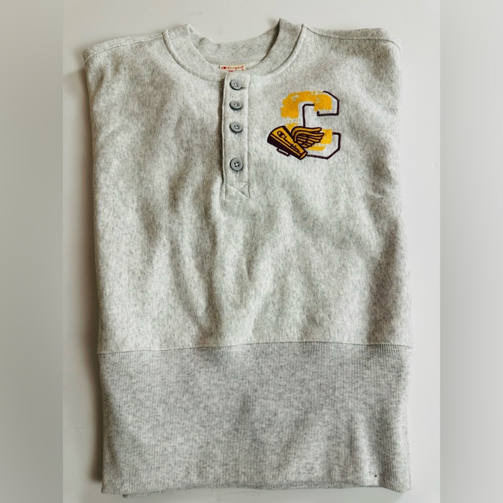 Champion Gray Beige Sweatshirt, women size XS, cropped, cotton, New - Picture 4 of 10